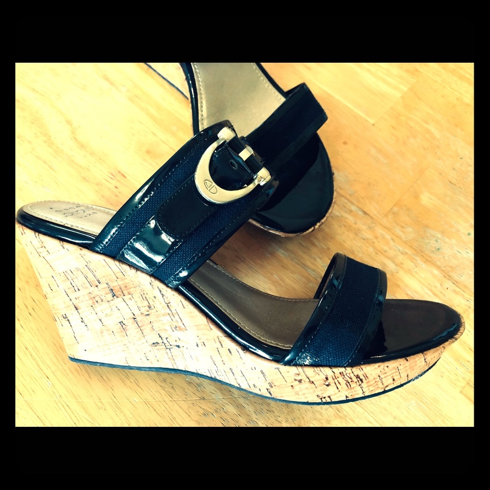 Circa Joan & David Navy Wedge Sandals 9